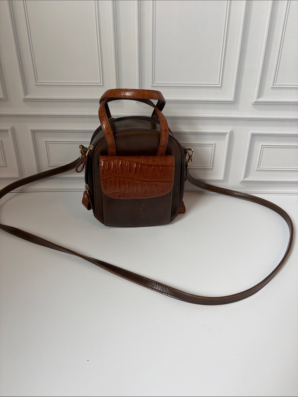 Bellerose Brown Leather Mini Crossbody Bag